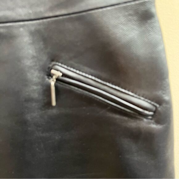 Attention Black genuine Leather Mini Skirt. L - Picture 2 of 6
